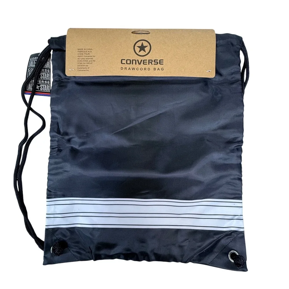 Converse All Star Drawcord Bag Black White‎ Cinch Sack Drawstring Backpack NEW